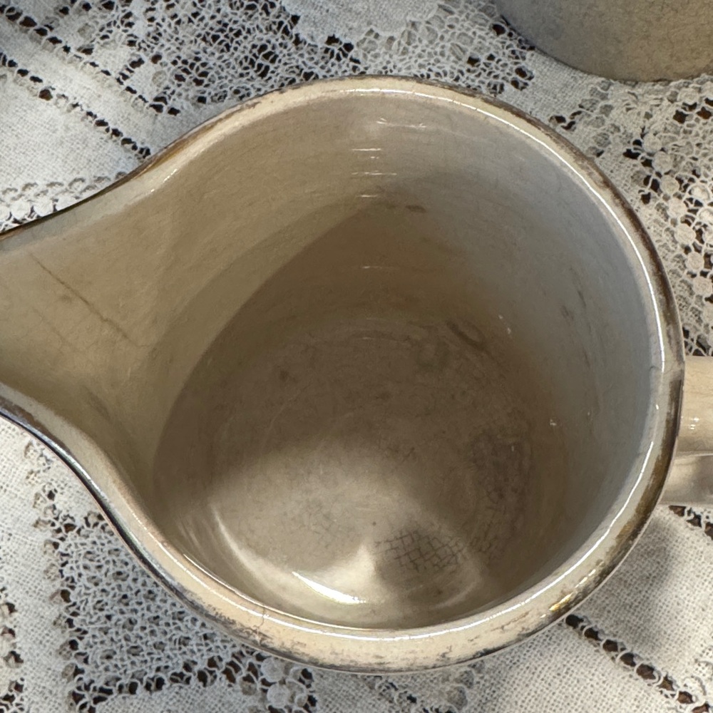 Antique Dresden Warranted Ironstone Cream/Milk Tankard Pitcher stained & crazed - Picture 2 of 4